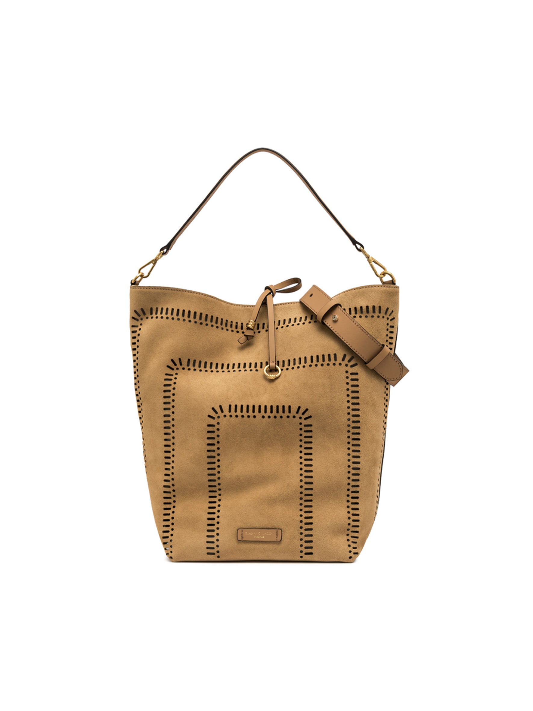 Sandfarbene, perforierte Tote-Bag